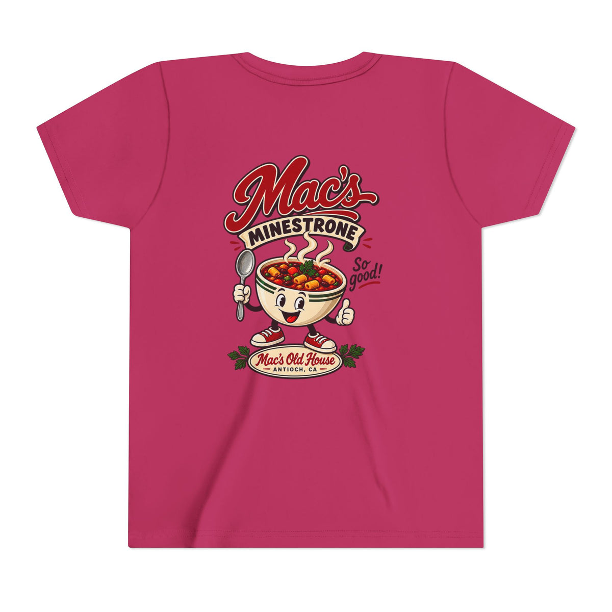 Youth Tee — "Mac's Minestrone" Retro Soup Logo