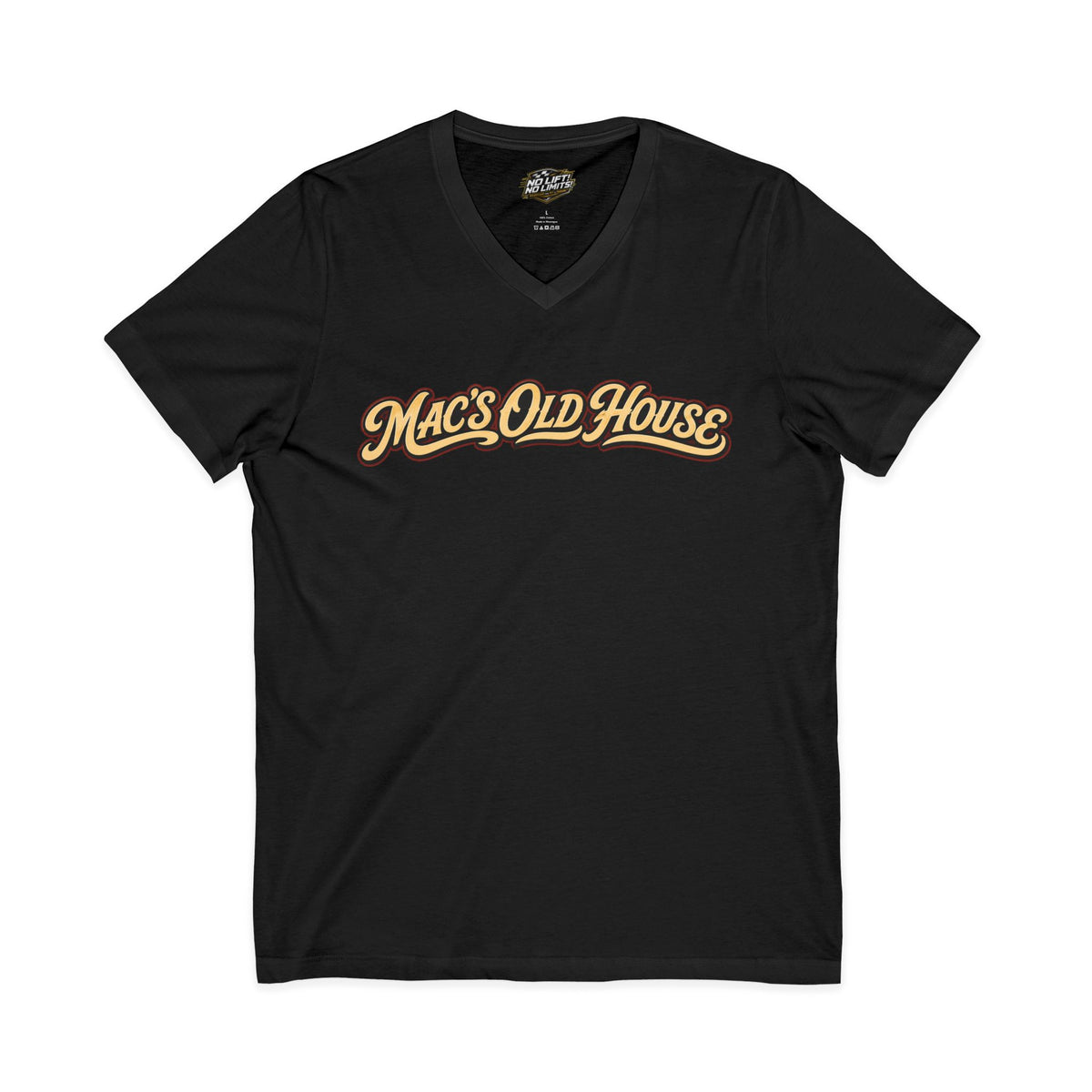 Mac's Old House V-Neck Tee — Retro Diner & Classic Cars Graphic Shirt
