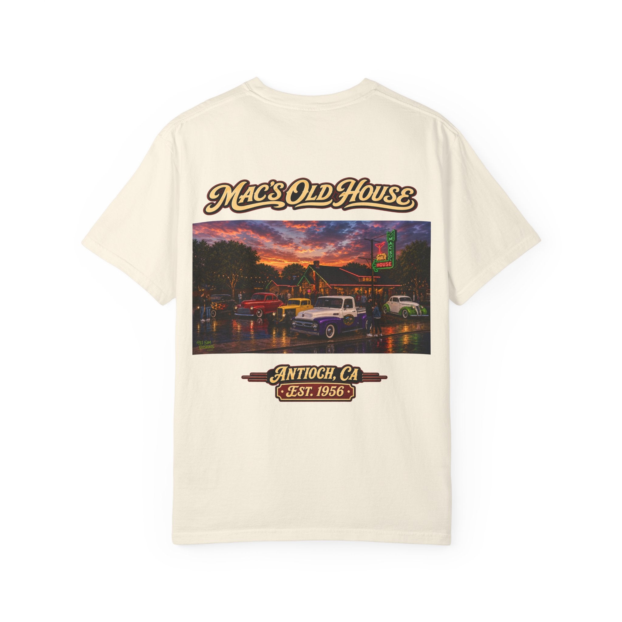 Mac's Old House Antioch CA Vintage T-Shirt — Retro Diner Night Scene (Est. 1956)
