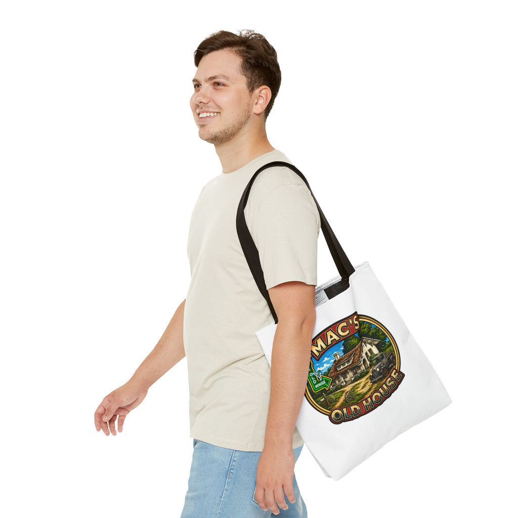 Mac's Old House Tote Bag — Vintage Route 66 Retro Diner Beach Town Carryall