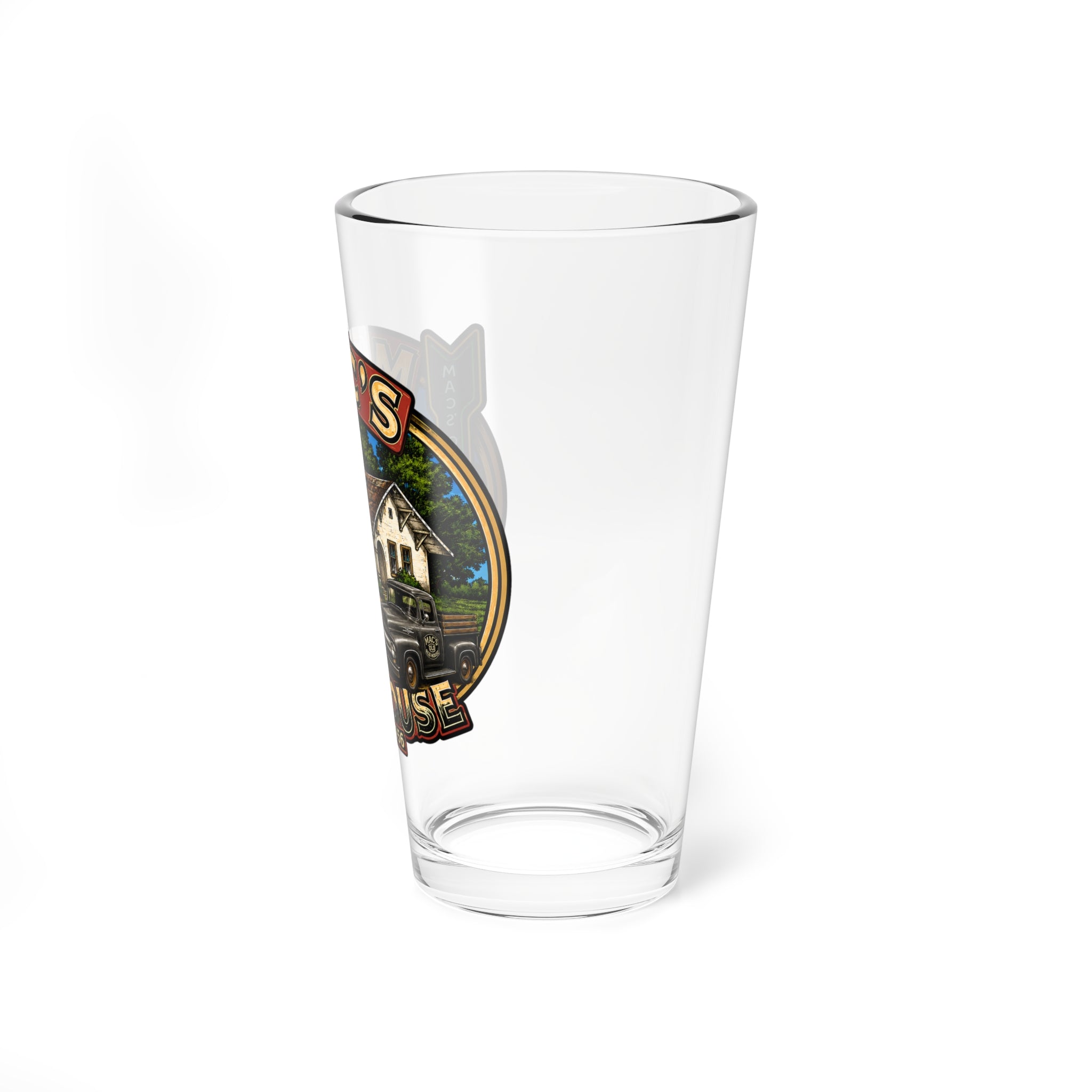 Mixing Glass - Mac’s Old House 16oz Pint Glass with Retro House