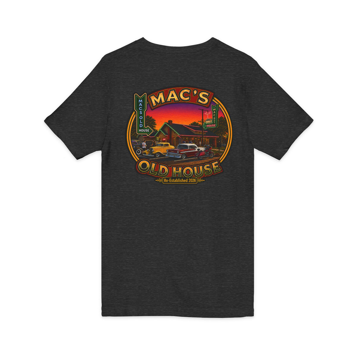 Mac’s Old House Re-Established 2026  V-Neck Tee