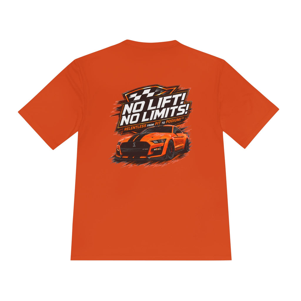 Racing Tee — "No Lift! No Limits!" Sports Car Graphic Moisture-Wicking Shirt