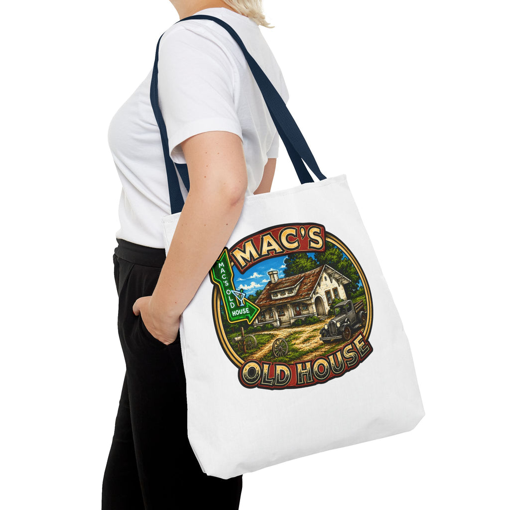 Mac's Old House Tote Bag — Vintage Route 66 Retro Diner Beach Town Carryall