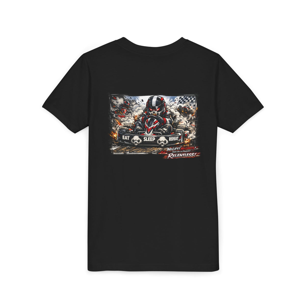 Youth Tee — Eat. Sleep. Race. Repeat. Panda Kart Racing Tee