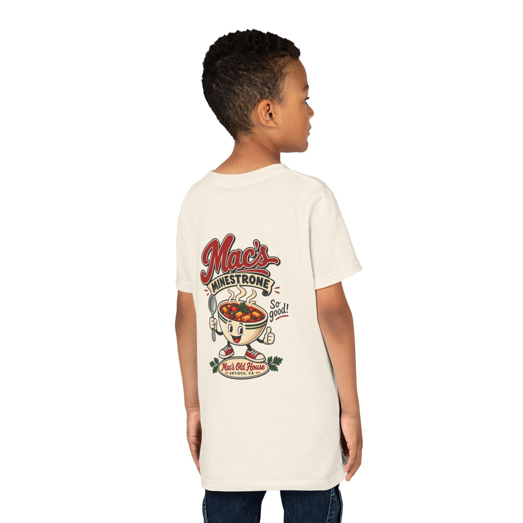 Youth Tee — "Mac's Minestrone" Retro Soup Logo