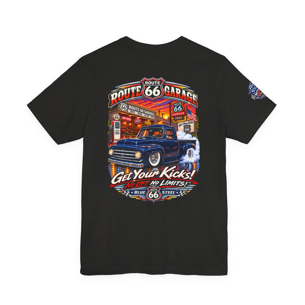Vintage Pickup Truck T-Shirt – Blue Steel Classic Truck Graphic Tee | Route 66 Garage