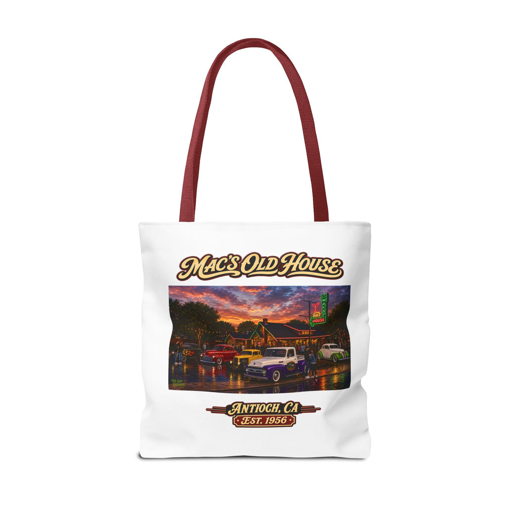 Mac's Old House Tote Bag — Vintage Route 66 Retro Diner Beach Town Carryall