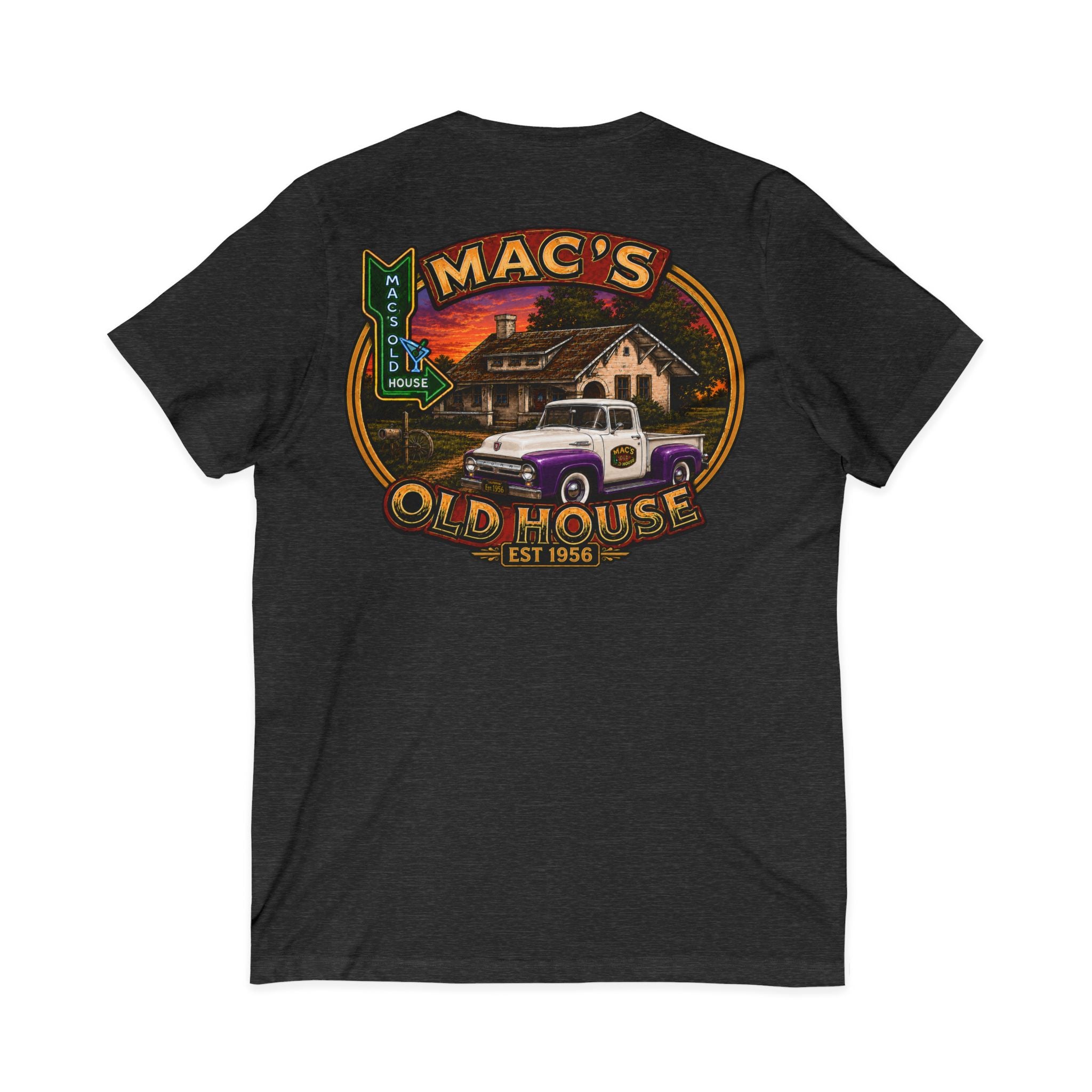 Mac’s Old House Vintage Truck V-Neck Tee